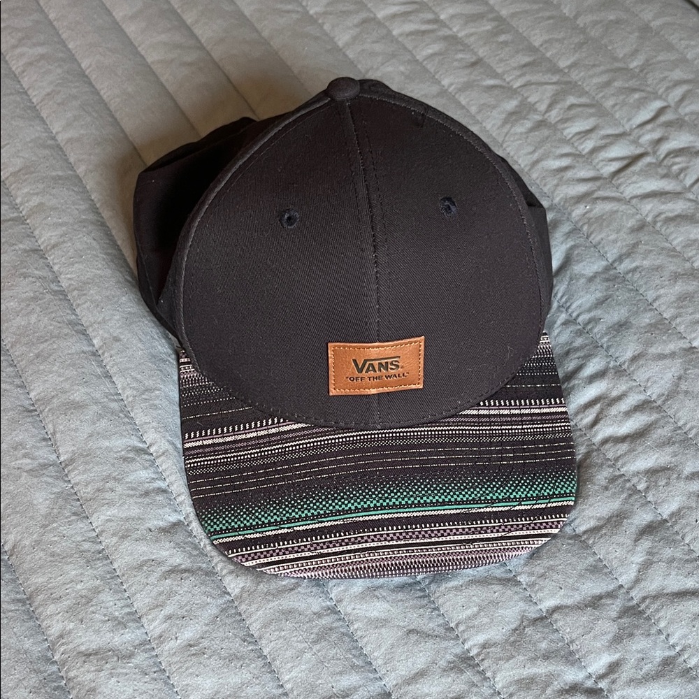 Vans Black Hat with Patterned Brim